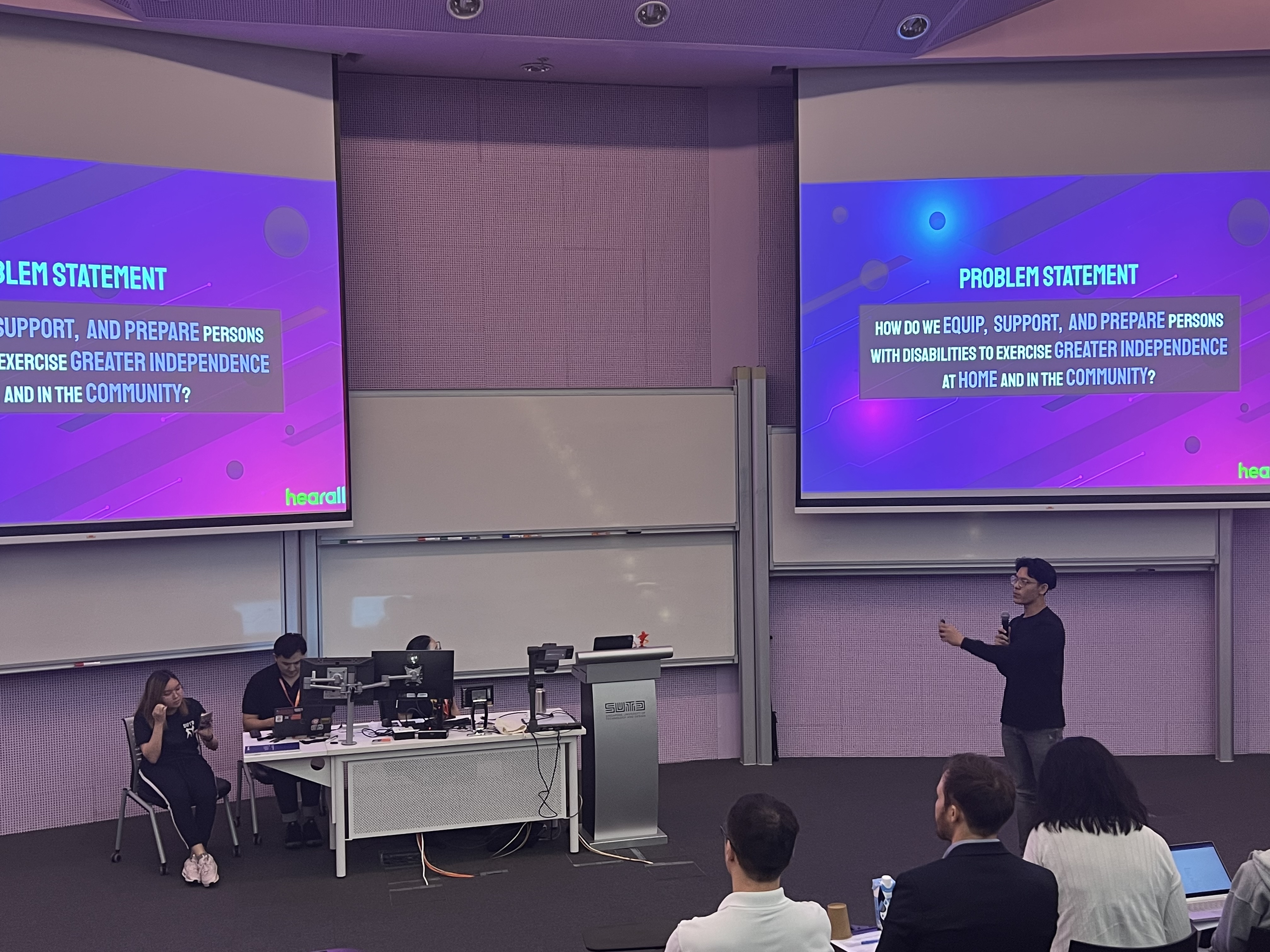 Create4Good final presentation showing HearAll user validation